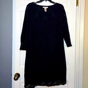 Laundry By Design Woman’s Black Lace Dress Size Sheer Lace Sleeves